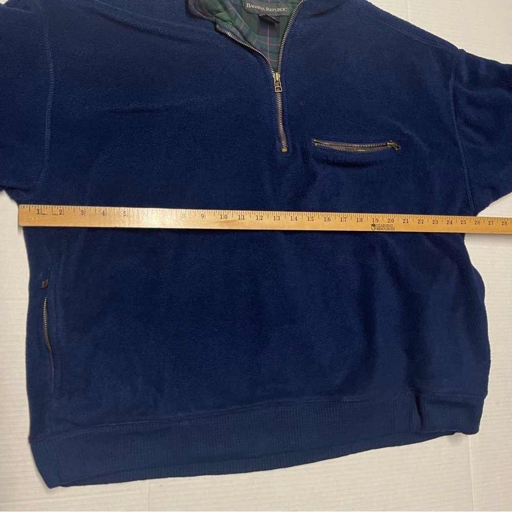 Vintage Banana Republic Quarter Zip Fleece Size XL Flannel Lined Sweater Blue - Picture 7 of 9